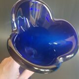 Vase bleu Murano vase soliflore meulé