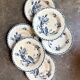 6 deep plates Gien in blue ironstone, "Cactus" service.