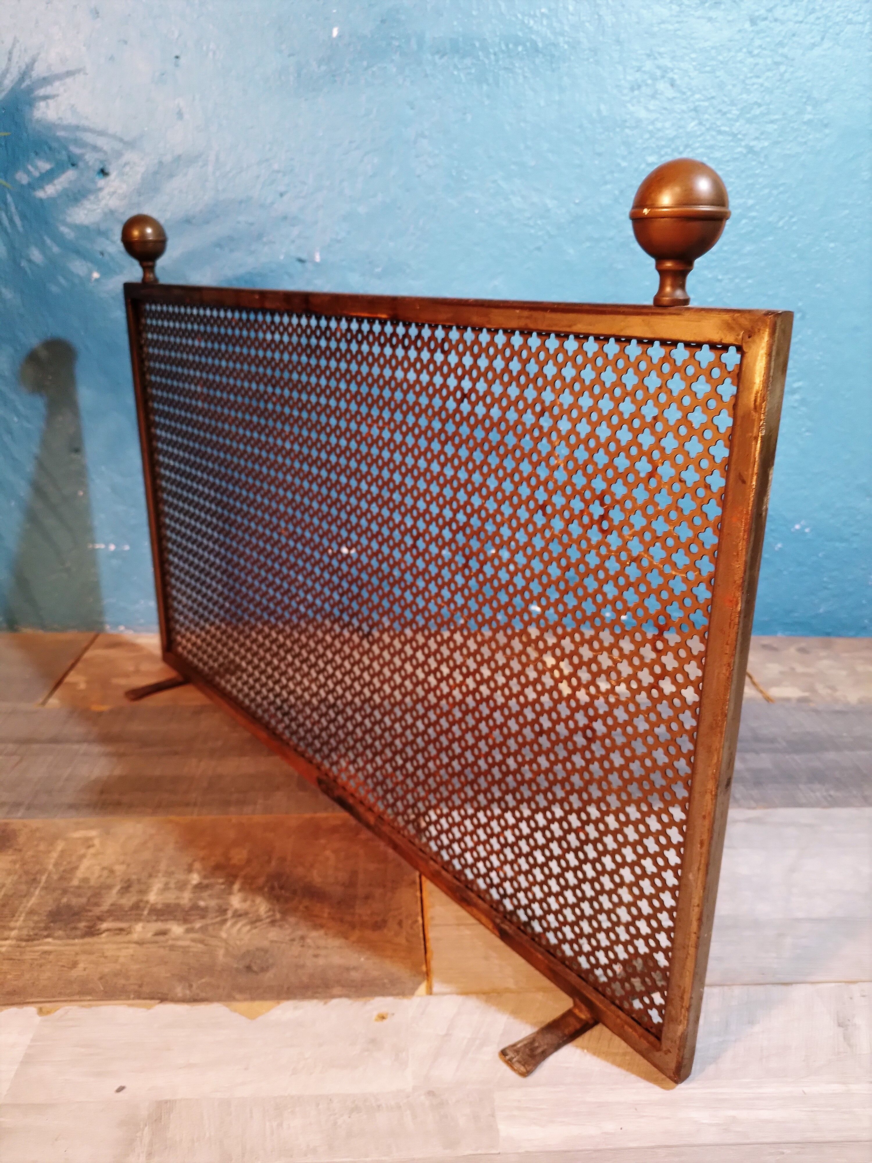 Perforated metal fire screen 1950s