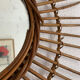 Miroir vintage 1960 soleil rotin - 78 cm