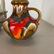 Set of Two Pottery Fat Lava Vases "Multi-Color" by Scheurich, Germany, 1970s