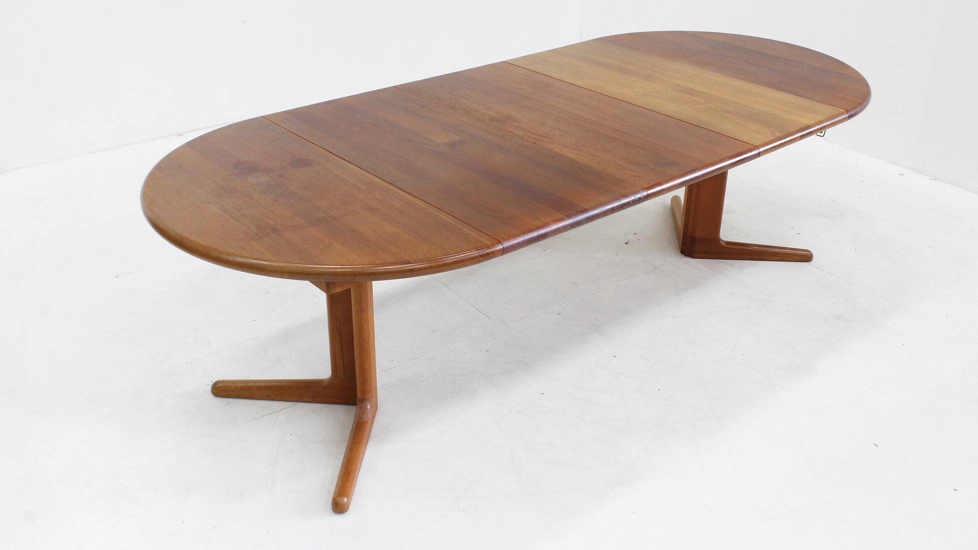 Vintage Danish oval extendable dining table solid teak 1960s XL