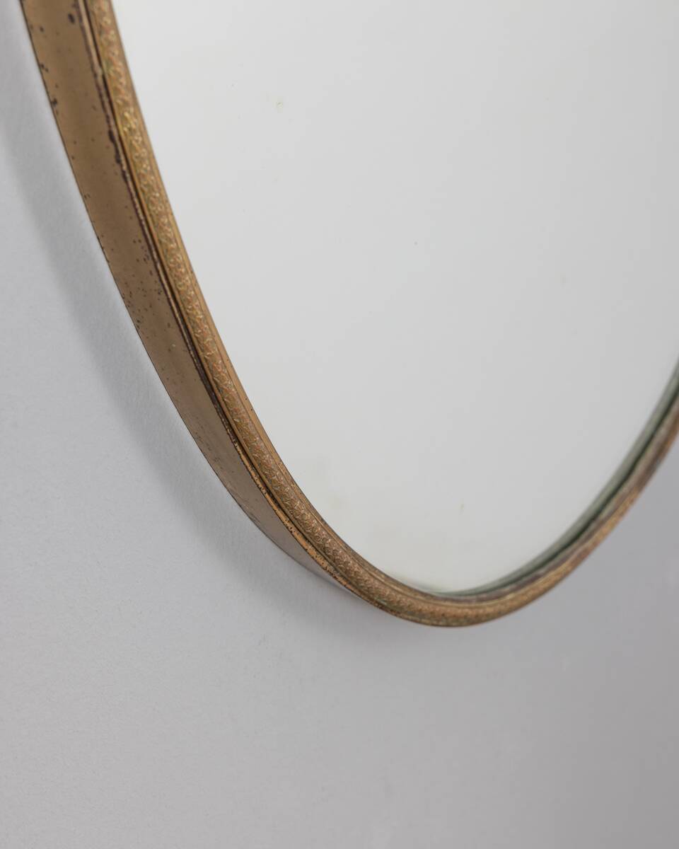 Vintage 1950s wall mirror in golden brass italian design