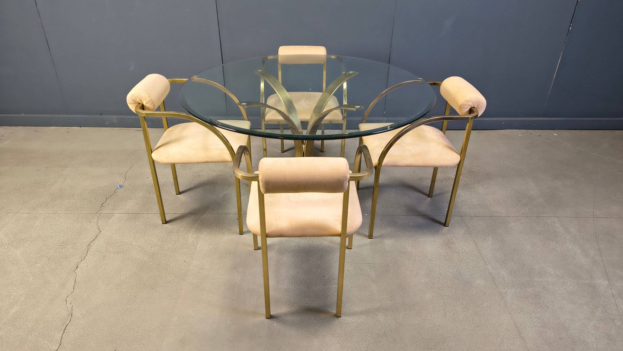 Vintage brass dining set by Belgochrom, 1970s