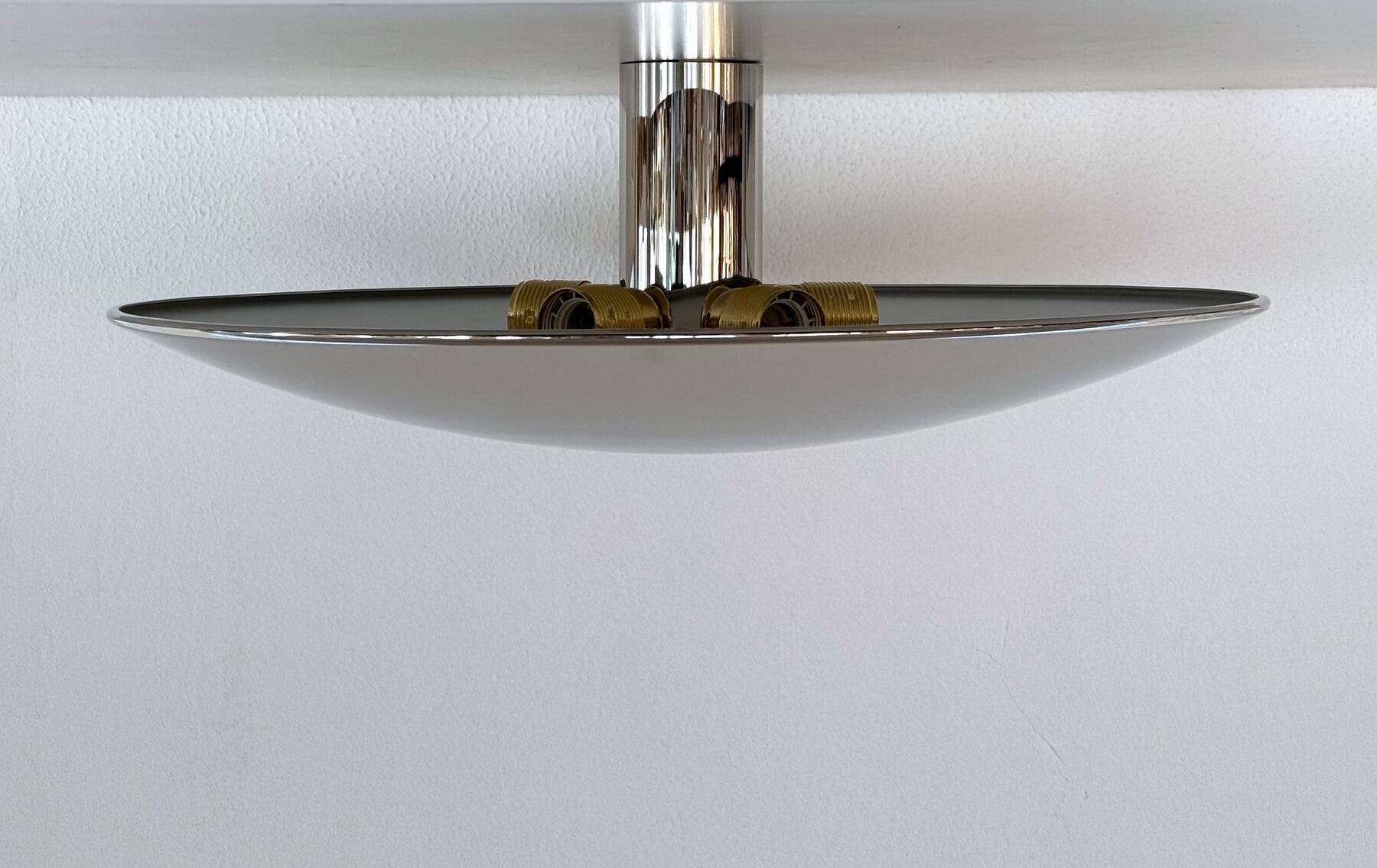 Florian Schulz Large Flush Mount Light Sela in polished Nickel, 1970s