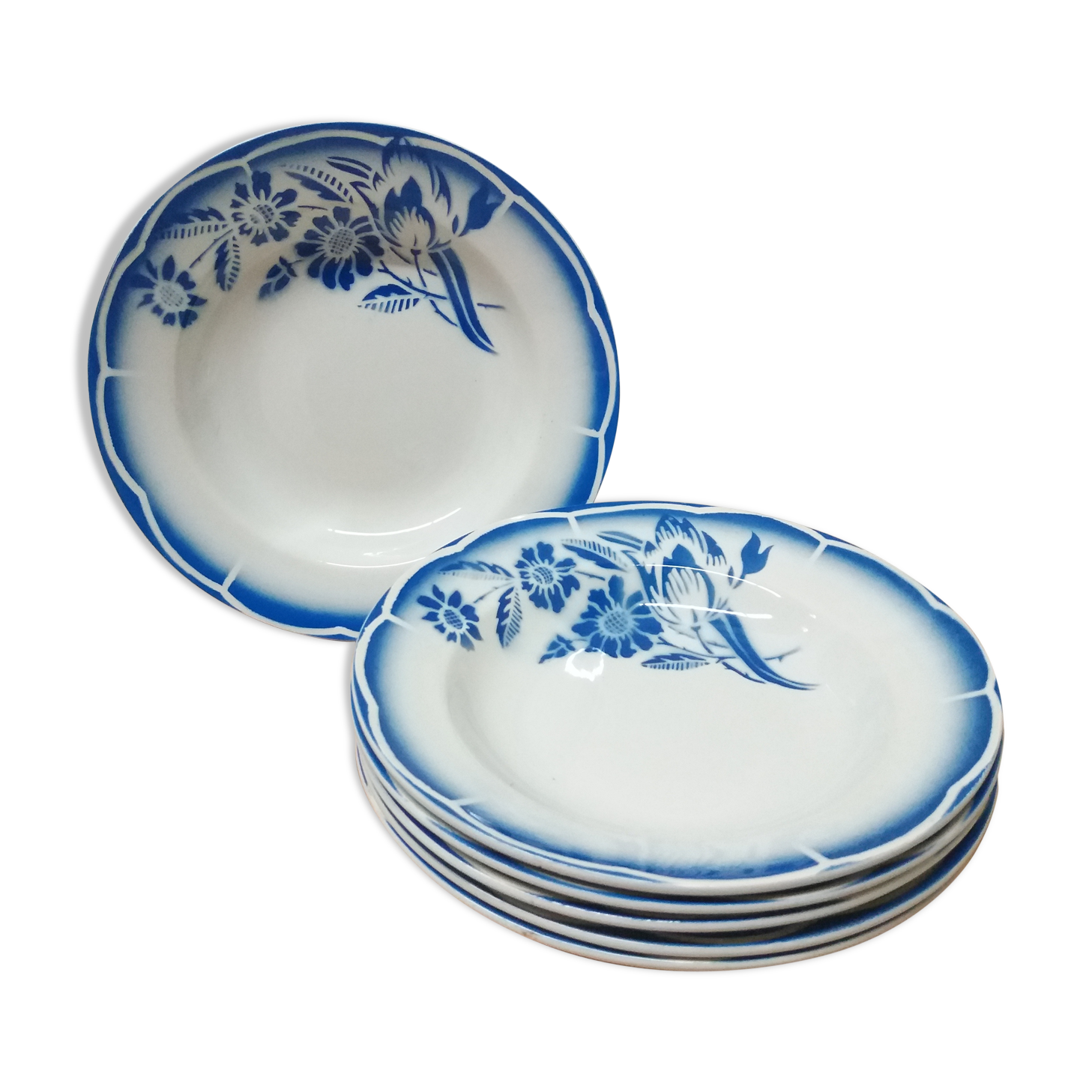 Set 6 Digoin hollow plates