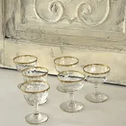 Liqueur Glasses, Vintage French Set of 6 – Gold Rimmed Stemware