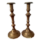 Pair of large bronze or brass candle holders