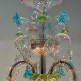 Rezzonico Venetian chandelier in multi-colored Murano glass, 9 light arms, circa 1940