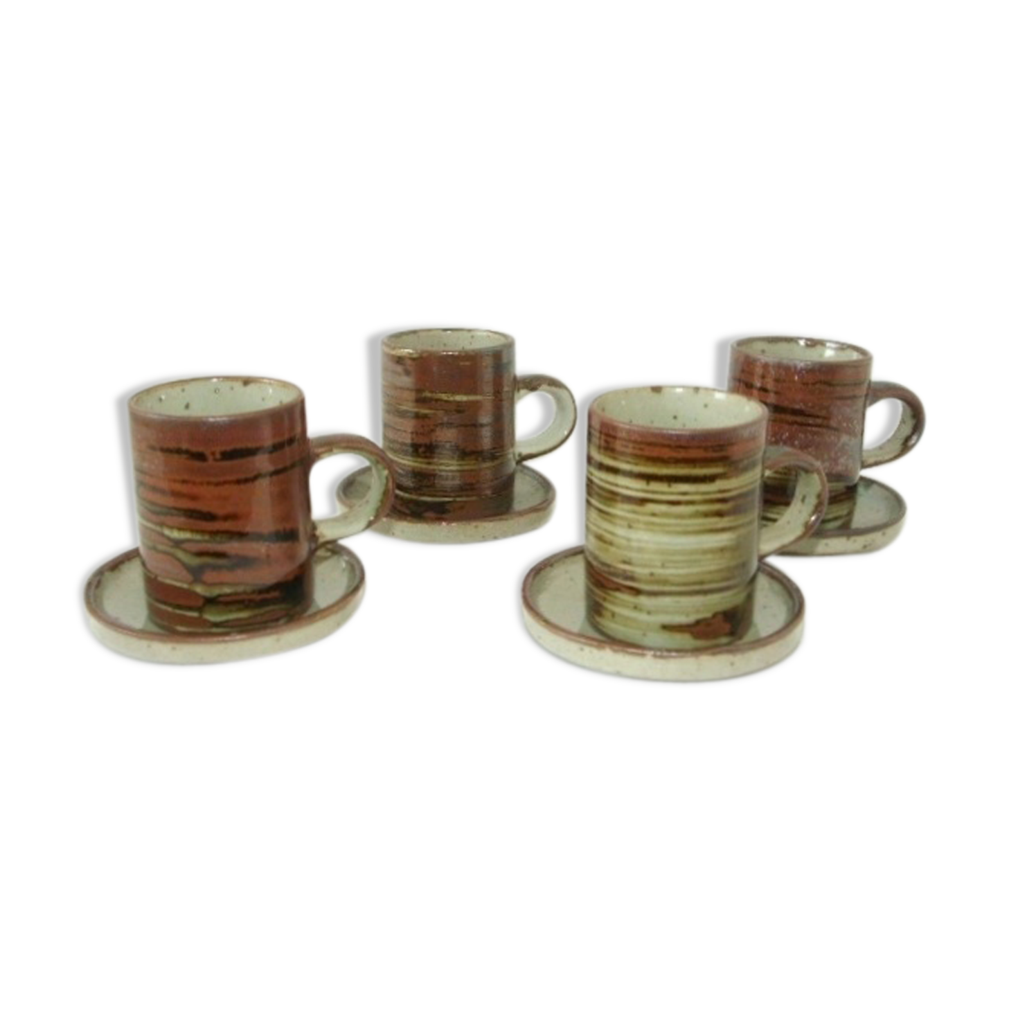 Lot 4 cups and saucers sandstone, 70s