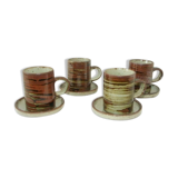 Lot 4 cups and saucers sandstone, 70s