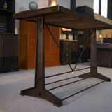 Industrial console with oak top