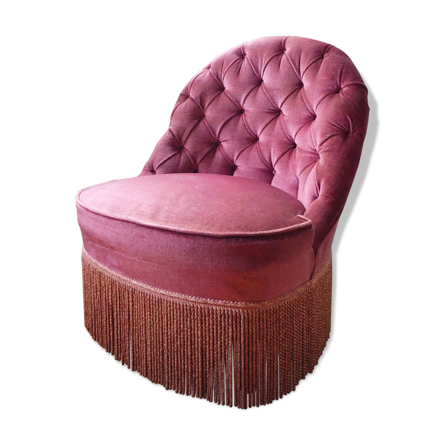 Armchair toad in velvet rose