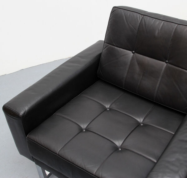 fauteuil En cuir Des Années 1970 Avec Pieds Chromés