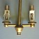 Chandelier lantern cage cylindrical two fires ~ glass and golden brass ~ 1950s/1960s
