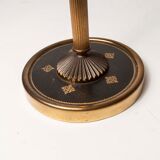 Ashtray on feet 60s gold, glass and leather