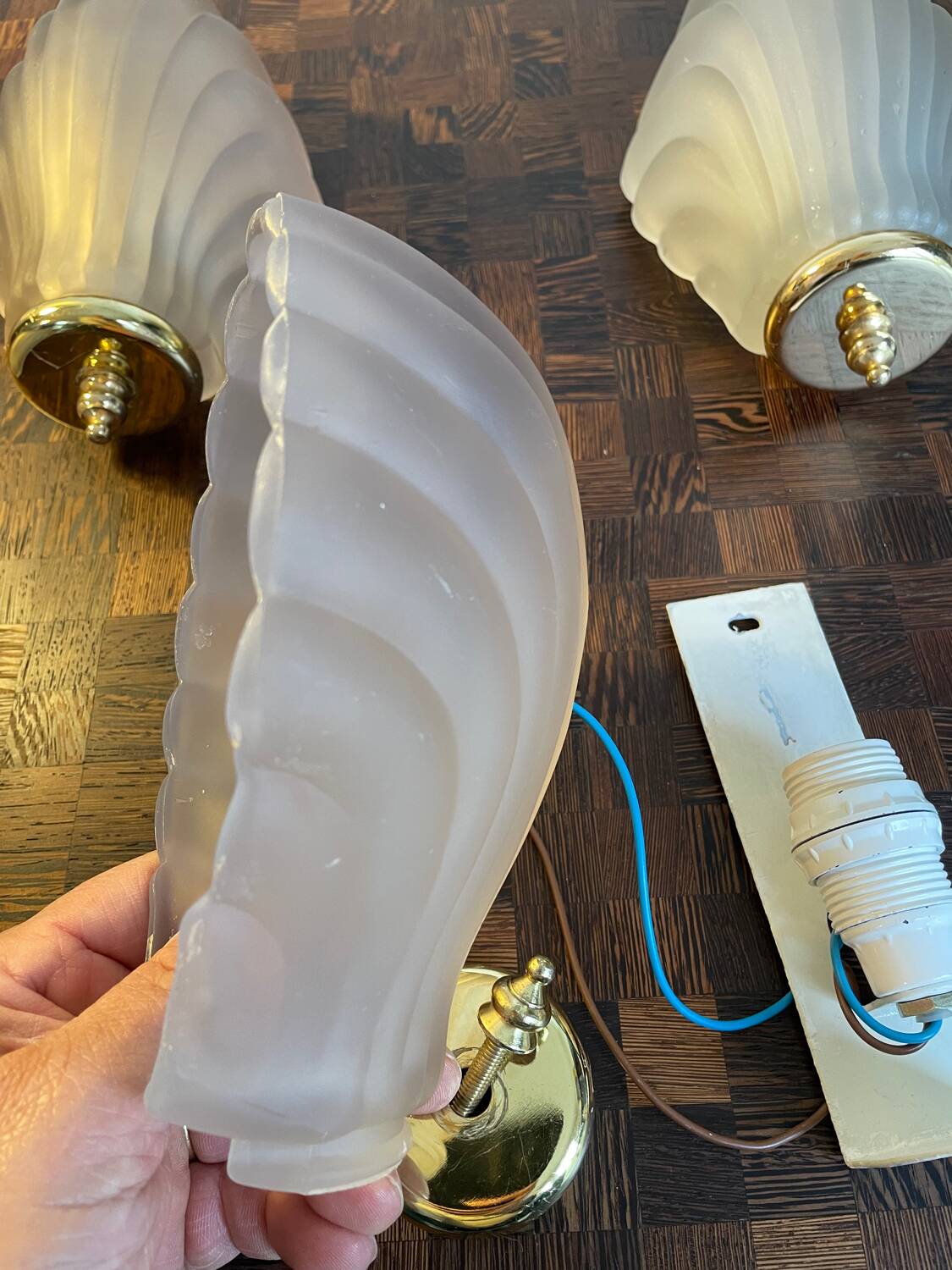 Art Deco shell wall sconces
