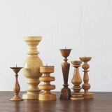 Scandinavian Wooden Candleholders, Set of 6
