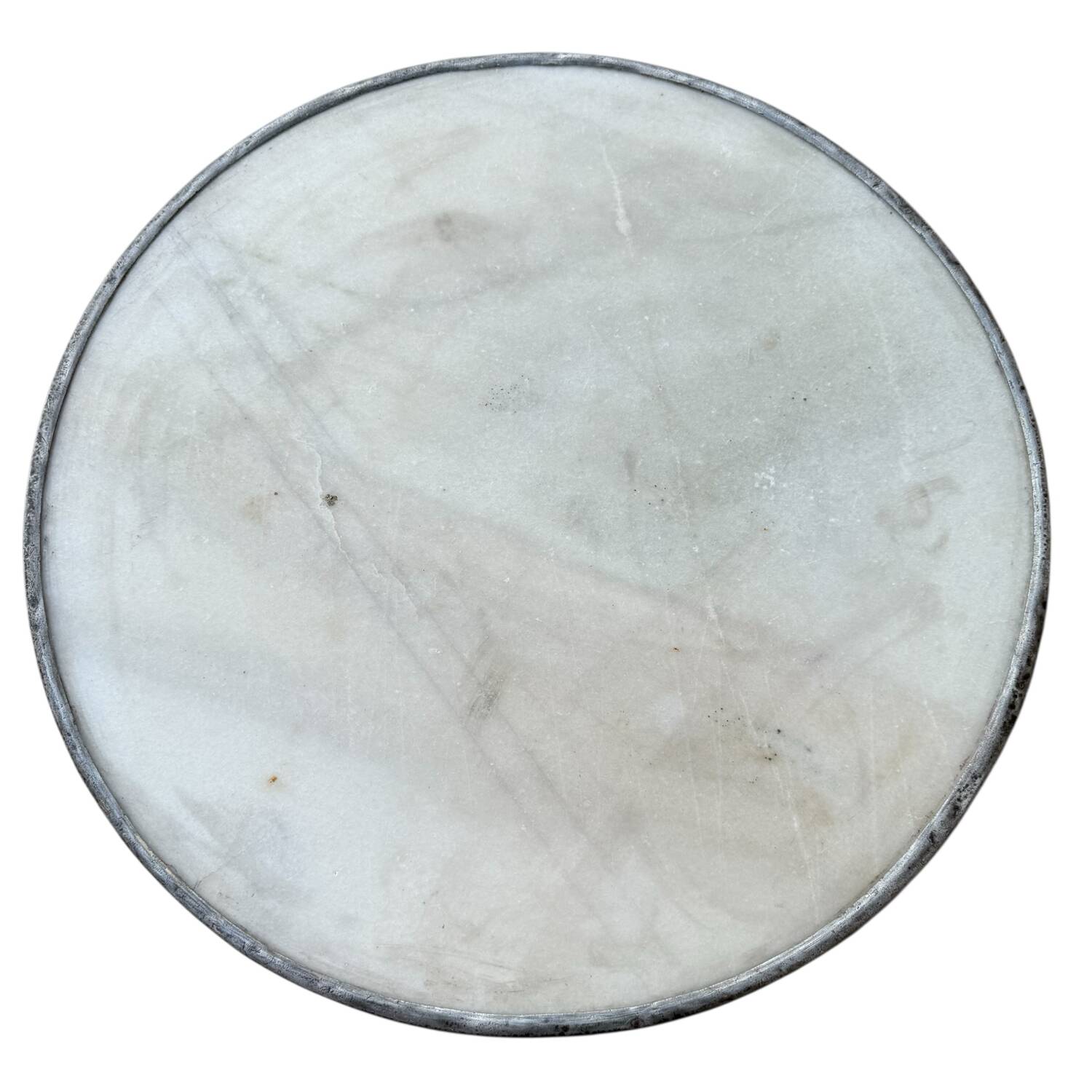 Parisian pedestal table in wrought iron and marble top, France 1900