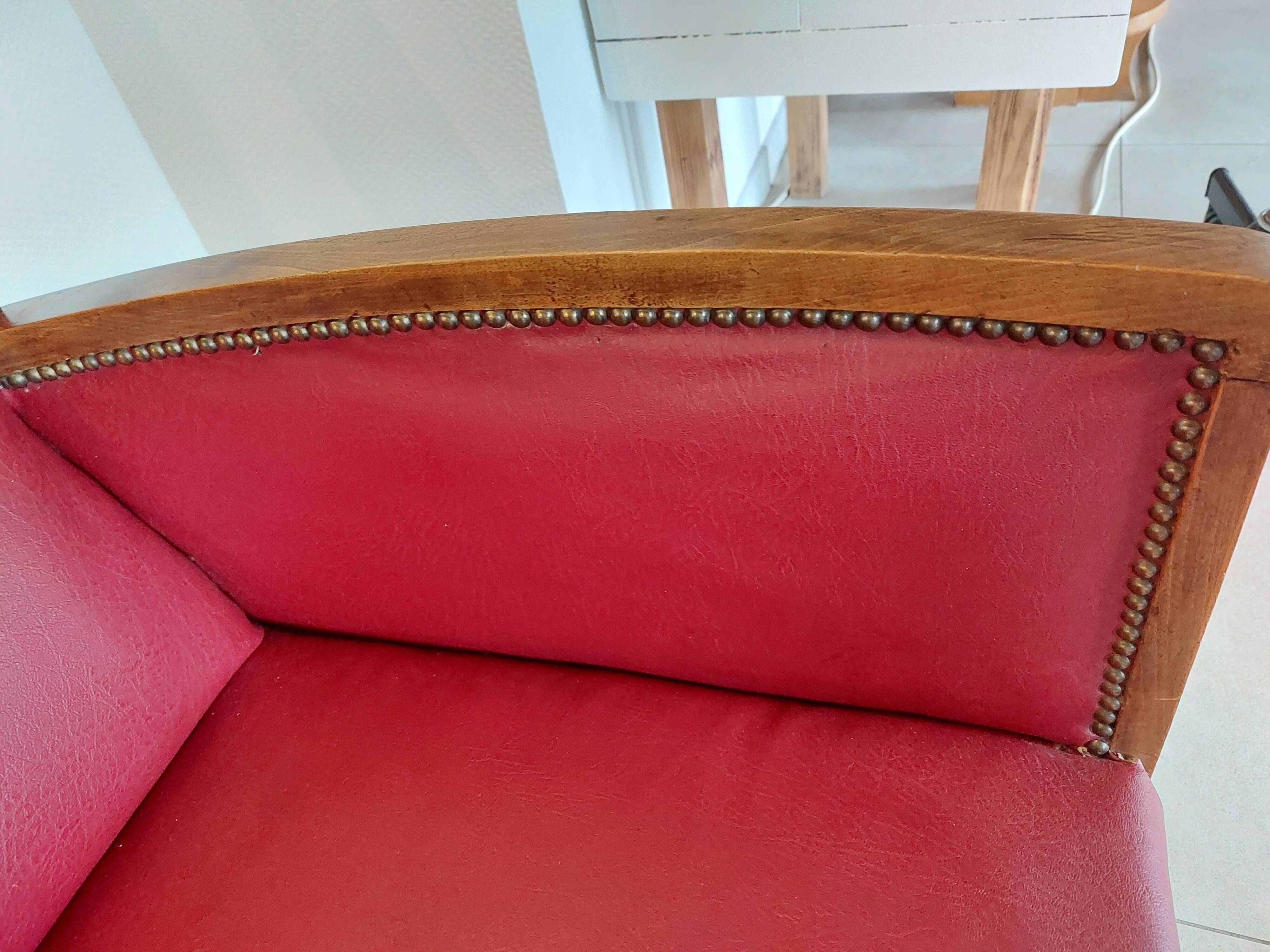 Raspberry red art deco armchair