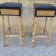 Pair of vintage bamboo stools from the 70s