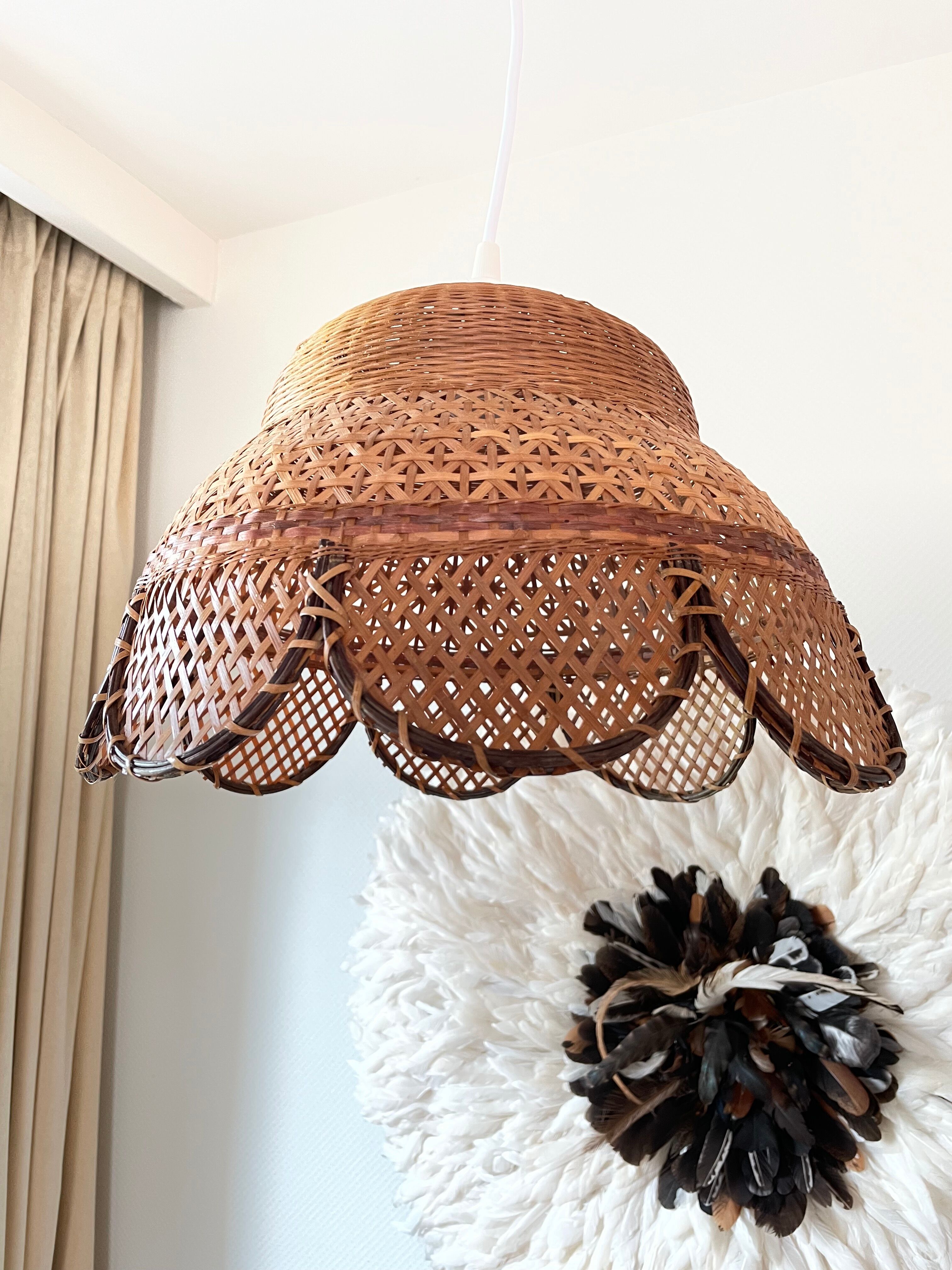 Vintage rattan and wicker pendant light