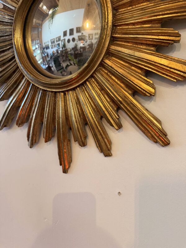 Miroir soleil vintage doré – Miroir sorcière convexe