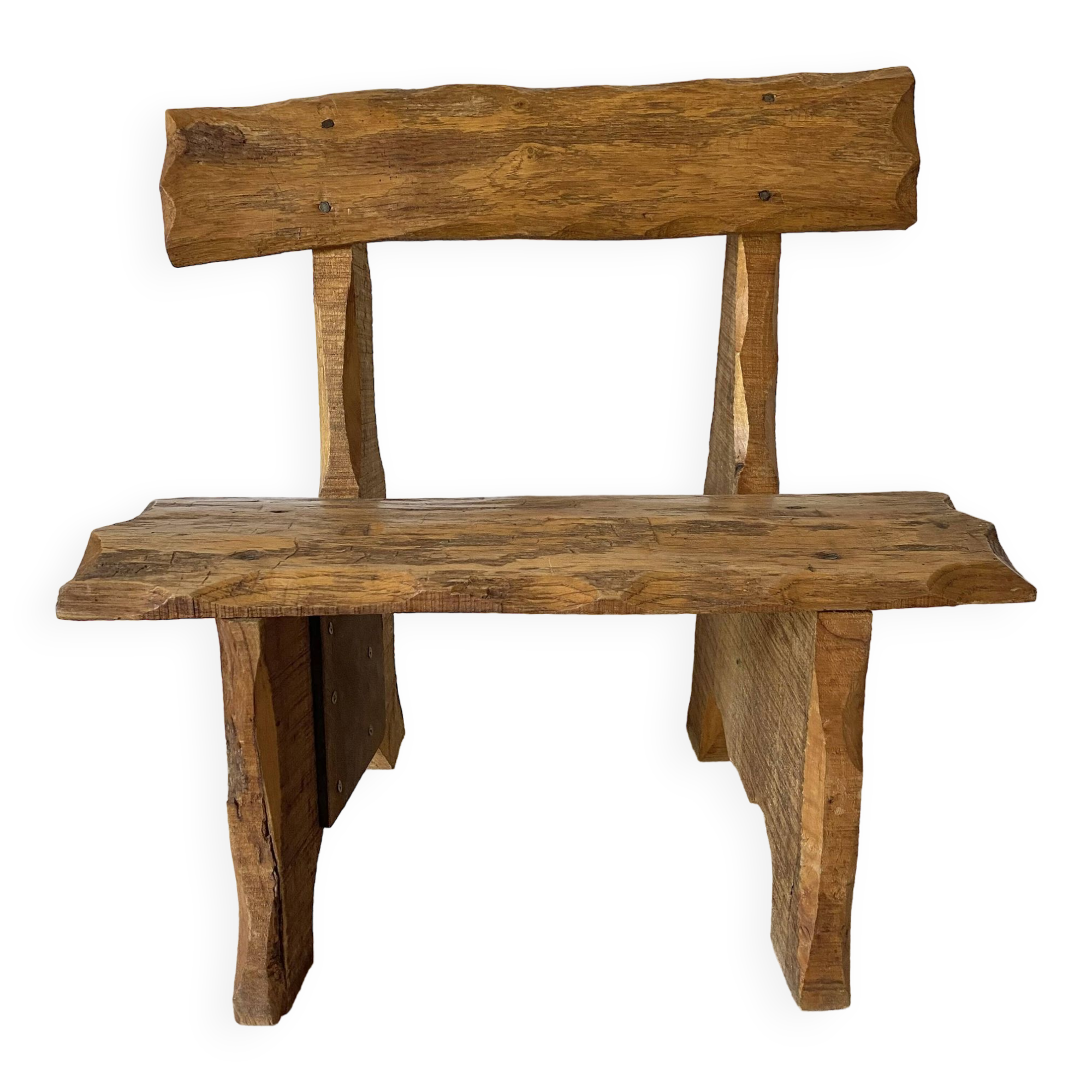 Brutalist low chair in solid wood