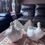 Pair of vintage Regency Italian Dove plant pots