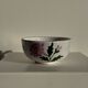 Grande tasse en faïence à liseré rose et motif de fleurs rose H7 D15