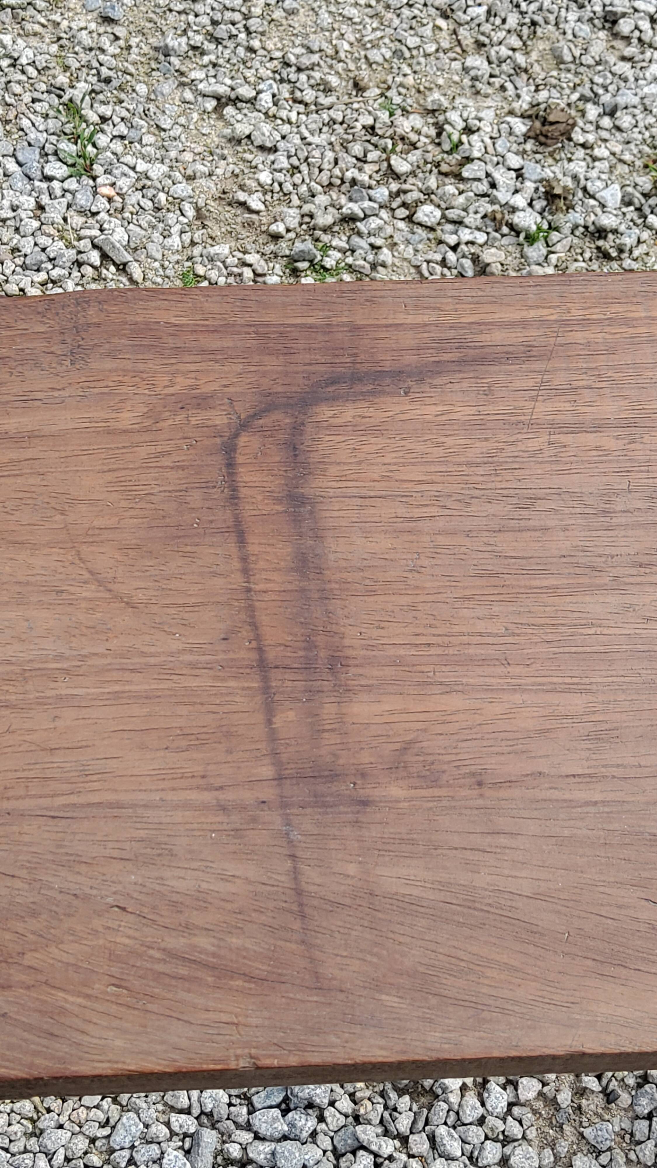Brutalist bench of the 30s in solid mahogany