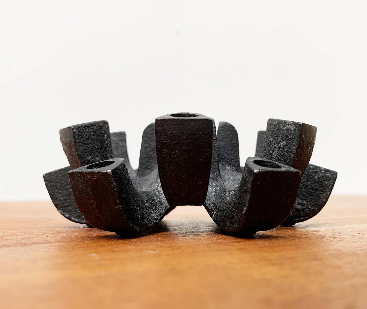 Brutalist cast iron candlestick from mid-century Japan by Jens H. Quistgaard, 1960s.