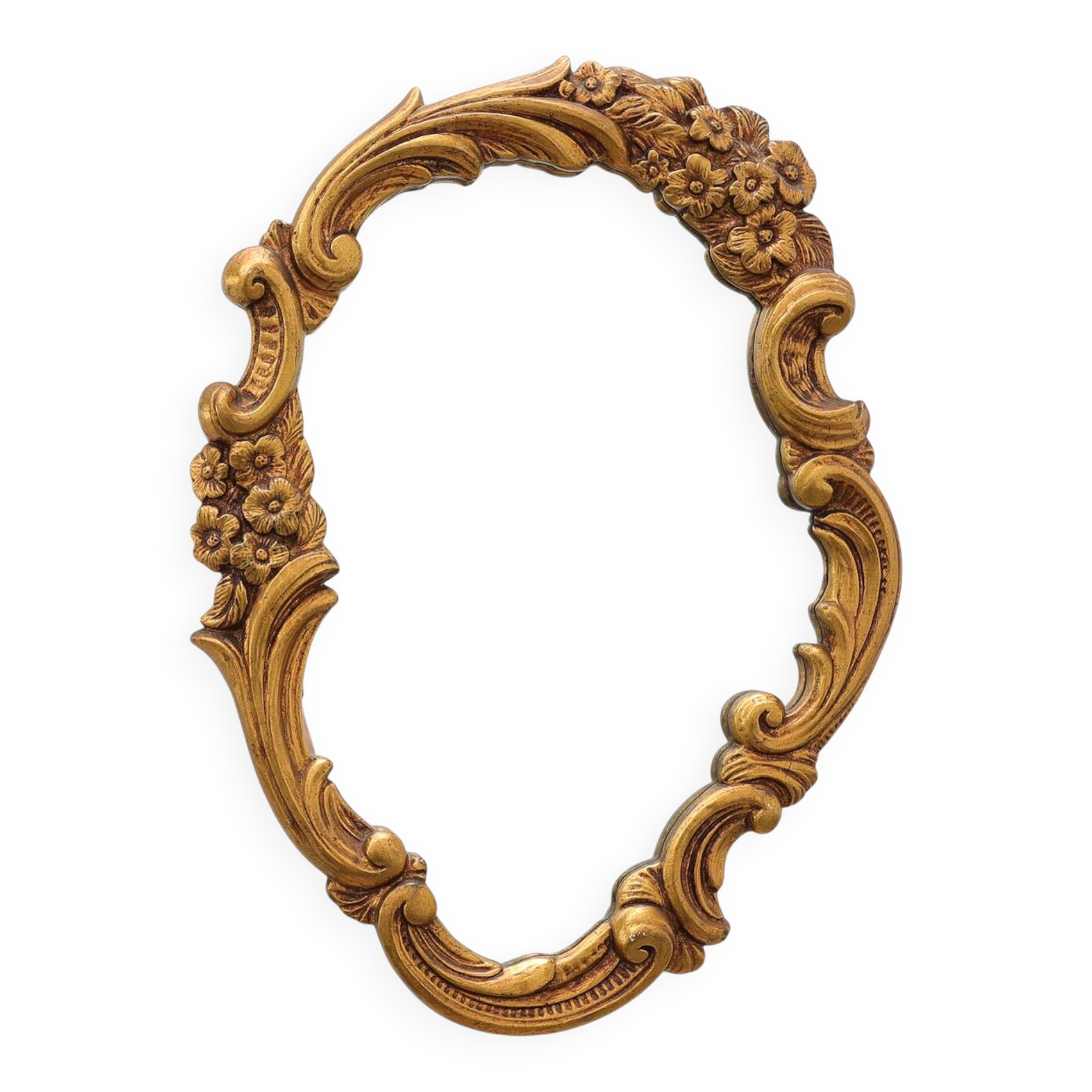 Rococo Style Gilt Mirror with Floral Garlands, Italy, 20th Century