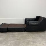 Leather convertible armchair from Dreipunkt, 1970s