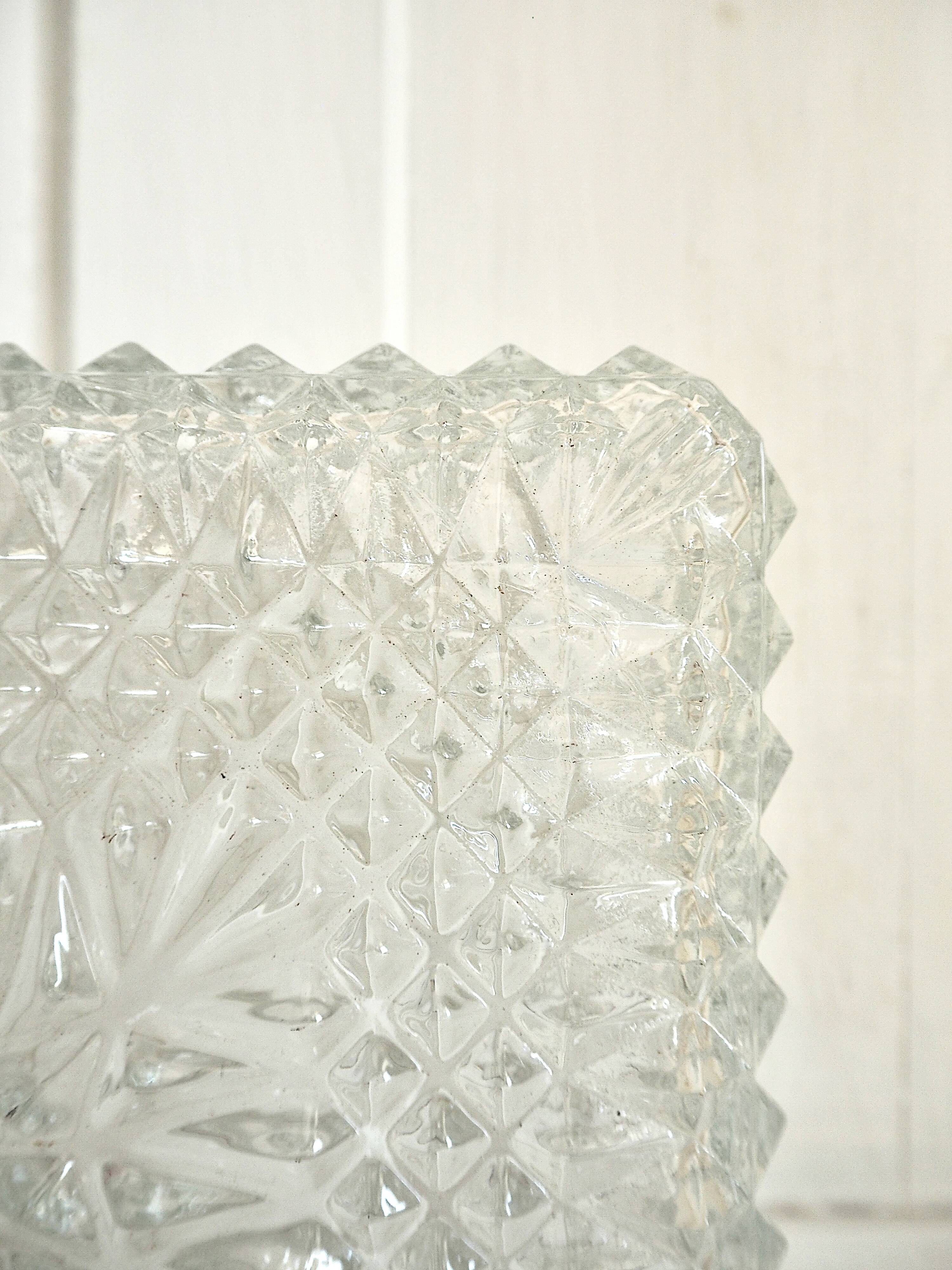 Square ceiling light in molded glass