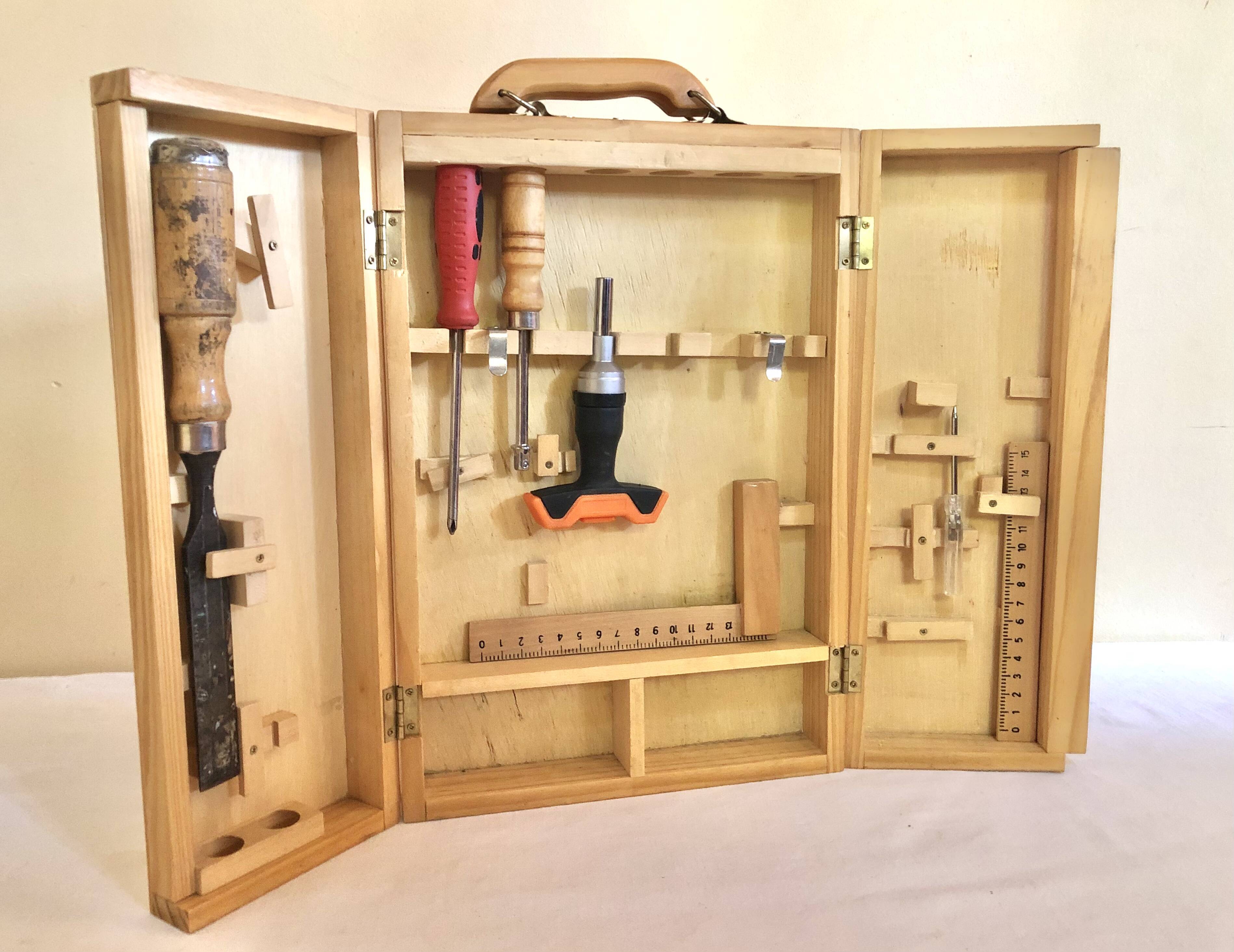 Children's toolbox made of vintage wood