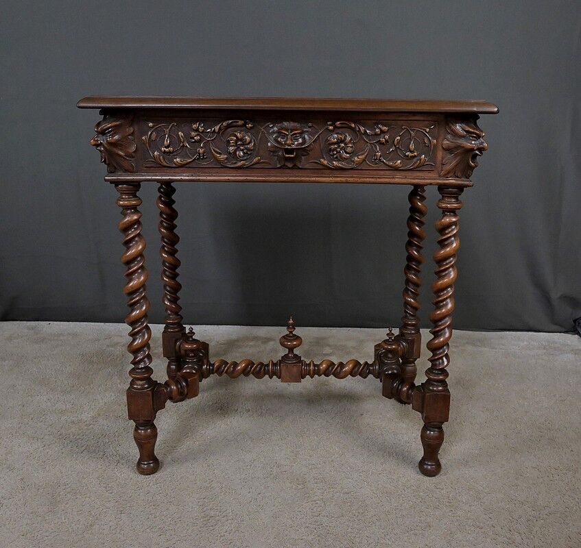 Small walnut desk, Henri II style – late 19th century