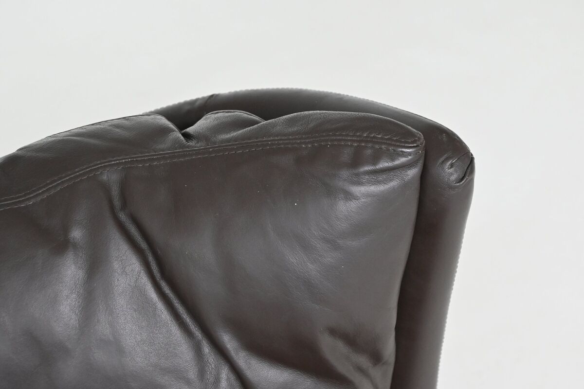 Pair of Durlet lounge chairs in brown leather Belgium 1960