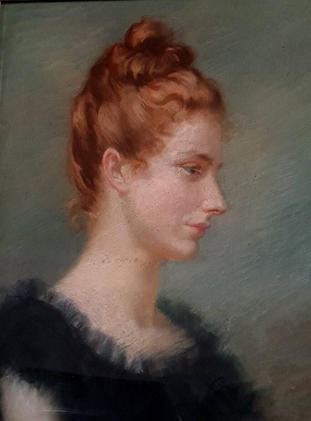 Portrait of an elegant young woman, signed pastel dated 1888, 86x68 cm SC234