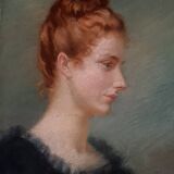 Portrait of an elegant young woman, signed pastel dated 1888, 86x68 cm SC234