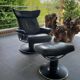 1 Stressless Jazz armchair - black leather and its ottoman