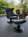 1 Stressless Jazz armchair - black leather and its ottoman