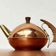 Metal and teak teapot from the mid-century, 1960s.