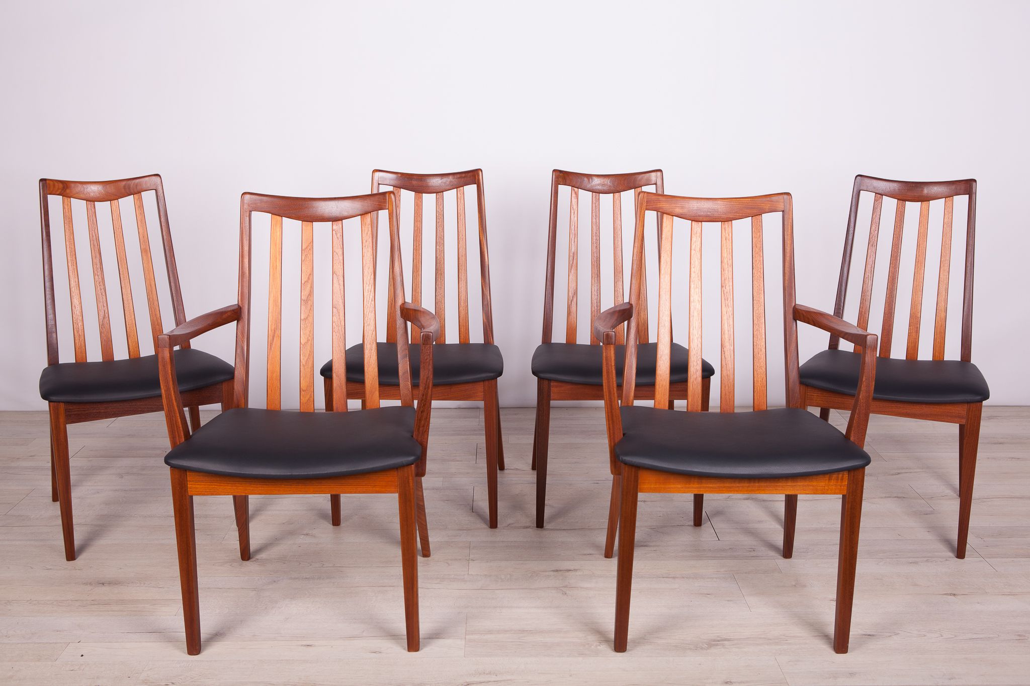 Mid Century Teak & Leather Dining Chairs by Leslie Dandy for G-Plan, 1960