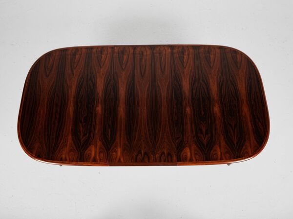 Table à manger ovale danoise vintage en palissandre 1960 - avec 2 rallonges