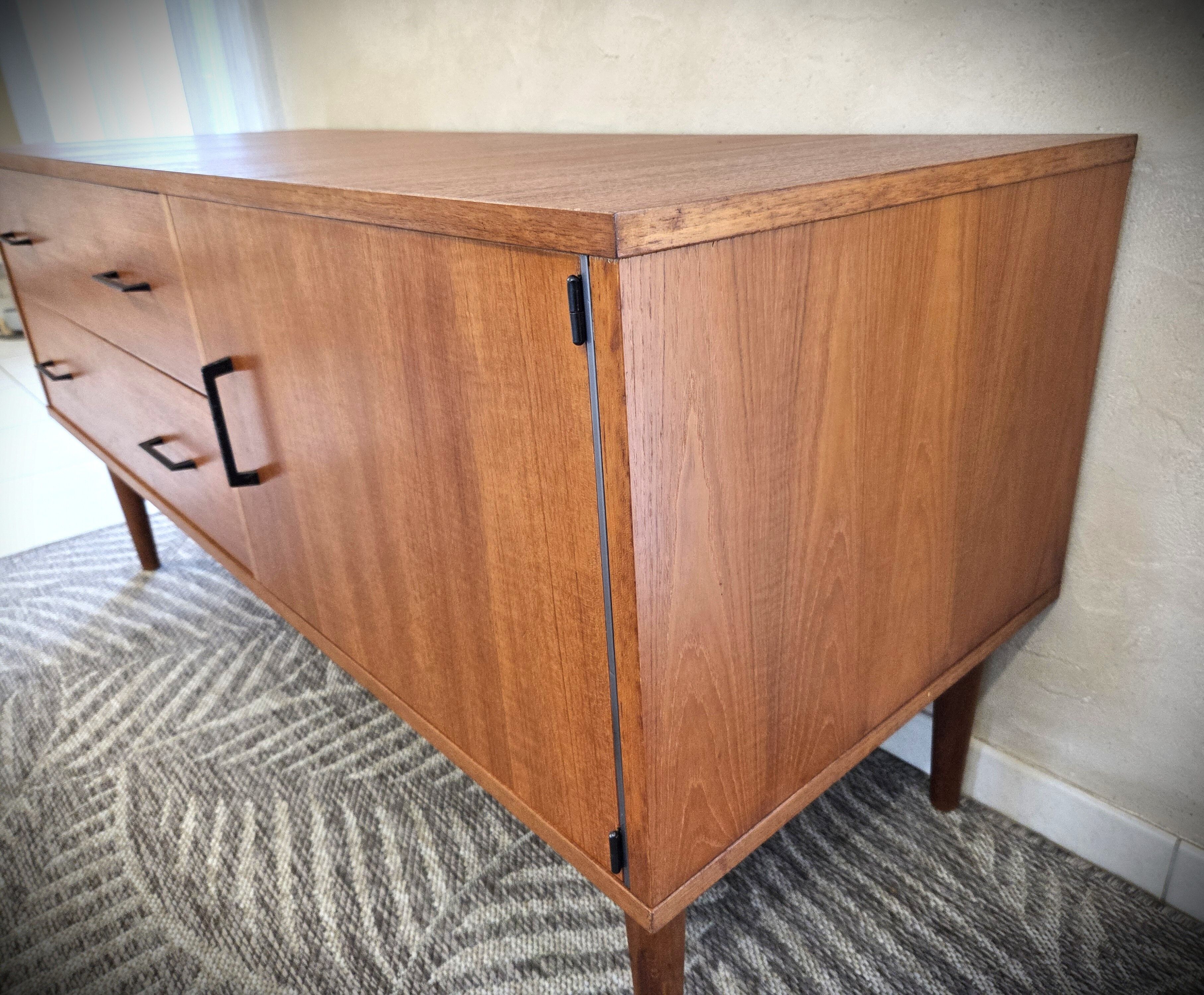 Low Scandinavian enfilade in teak, late 1960s.