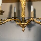 Lustre vintage en laiton doré à 6 feux - Style classique