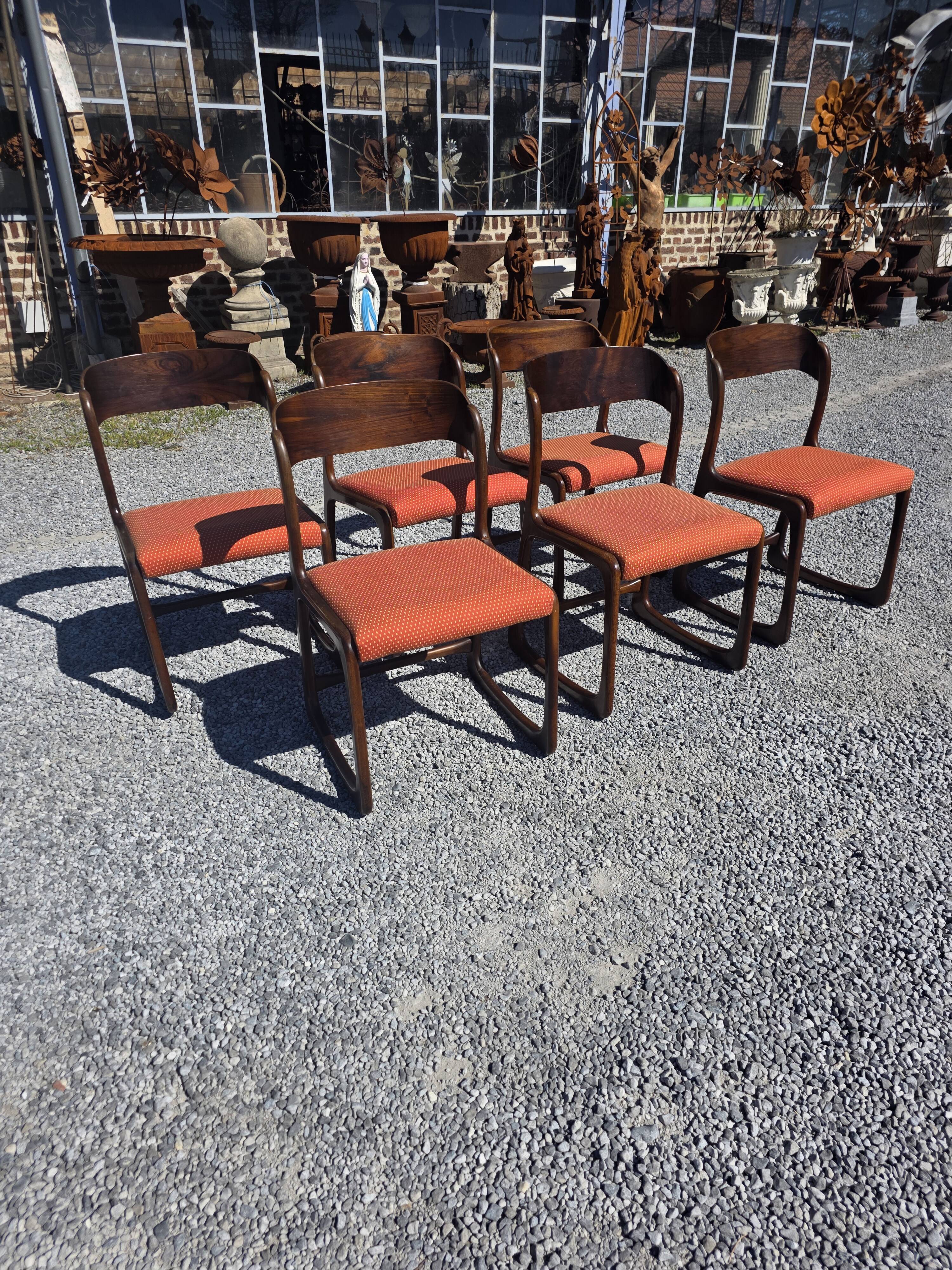 6 Baumann sled chairs in rosewood from the 1960s.