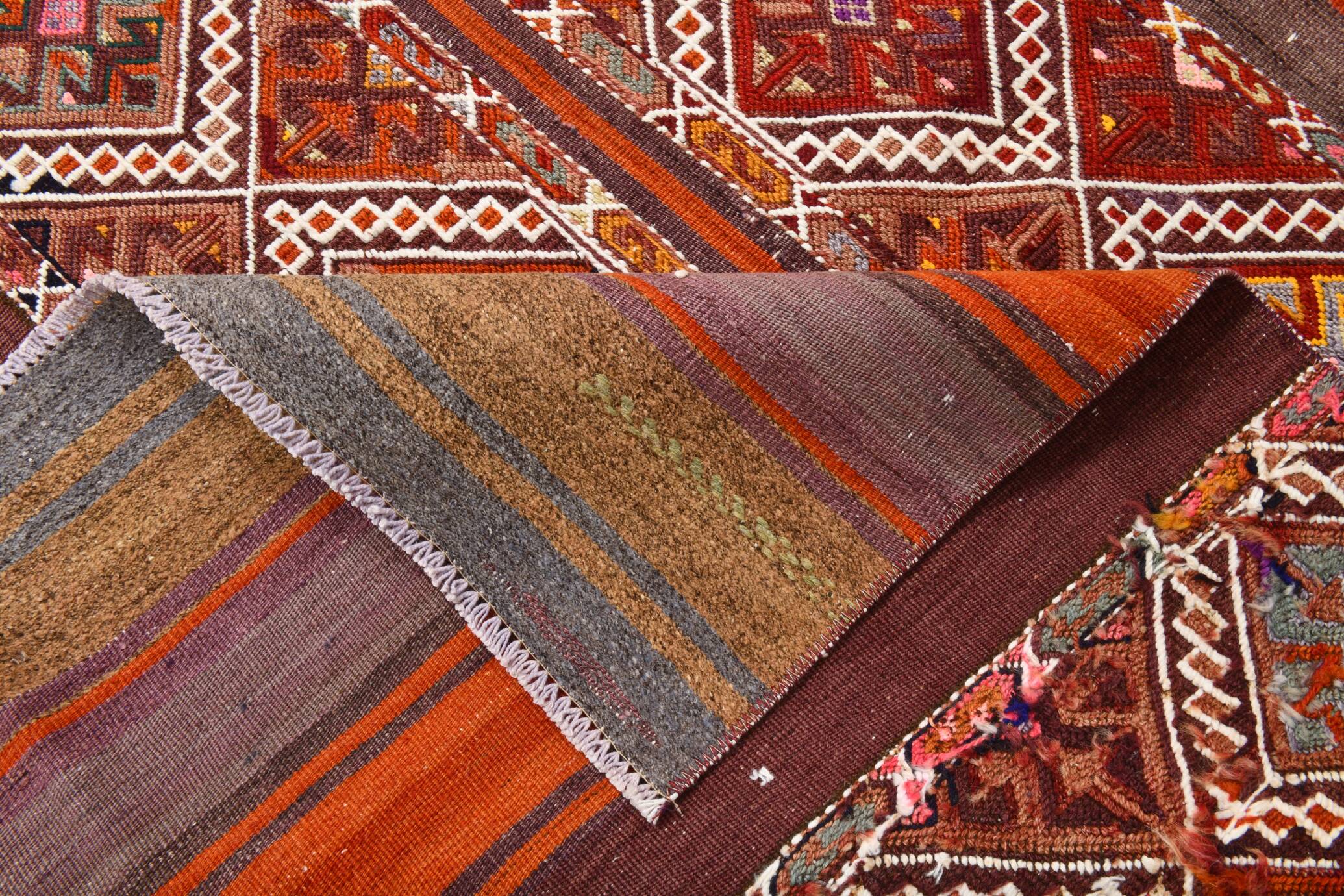 4x5 Multicolor Turkish Kilim Rug, 113x135Cm