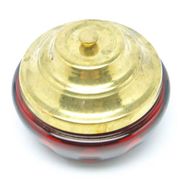 Art Deco bonbonniere, ruby glass, brass, Germany, 1930s